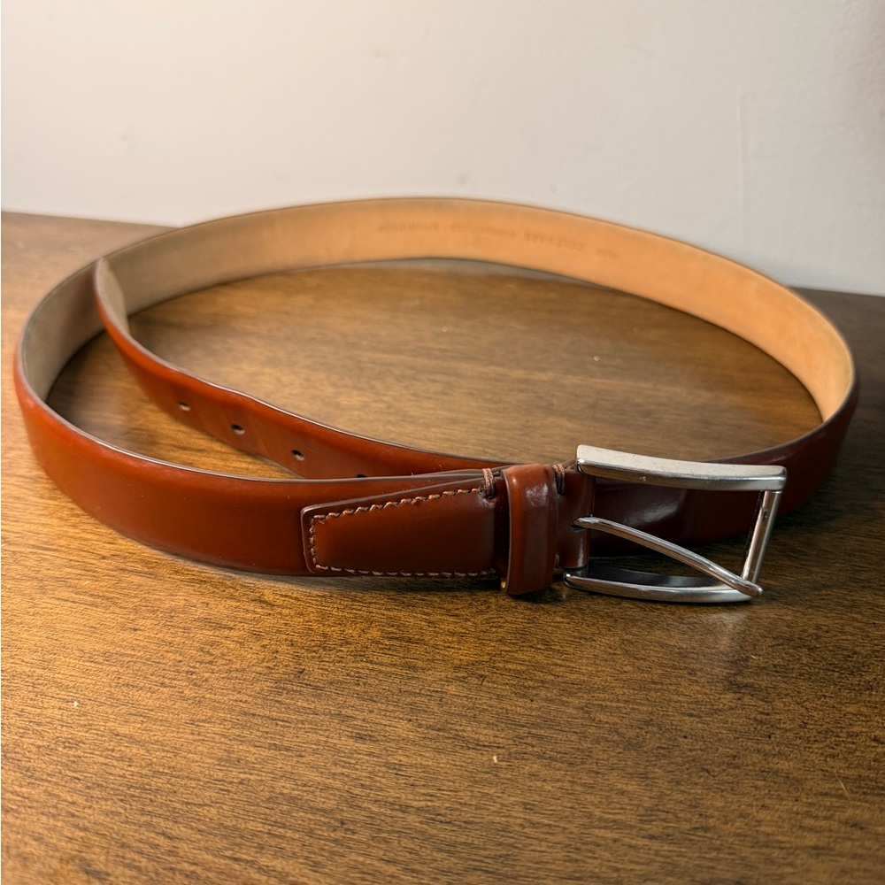 Cole Haan Men’s Brown Leather Belt w/ Silver Buckle – Size 38/95 Genuine Leather